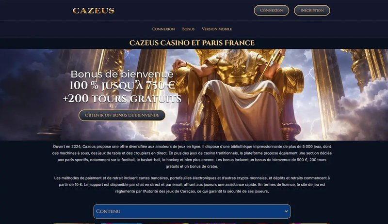 Présentation de cazeus casino deposit
